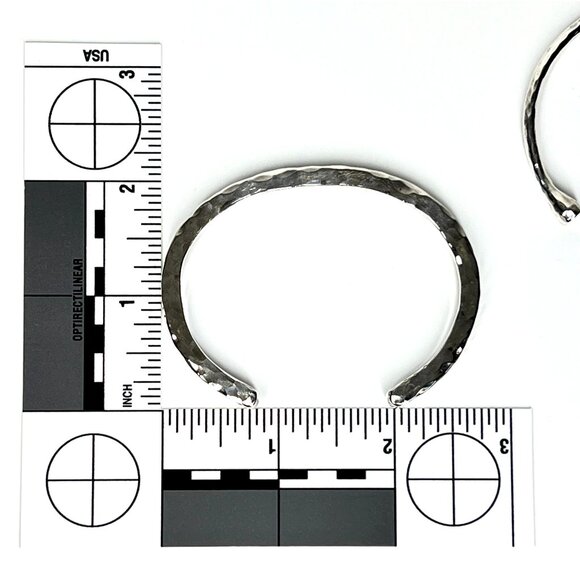925 Signed Hammered Silver Cuff Bracelets Set  Adjustable Unisex Boho Jewelry - Picture 10 of 12